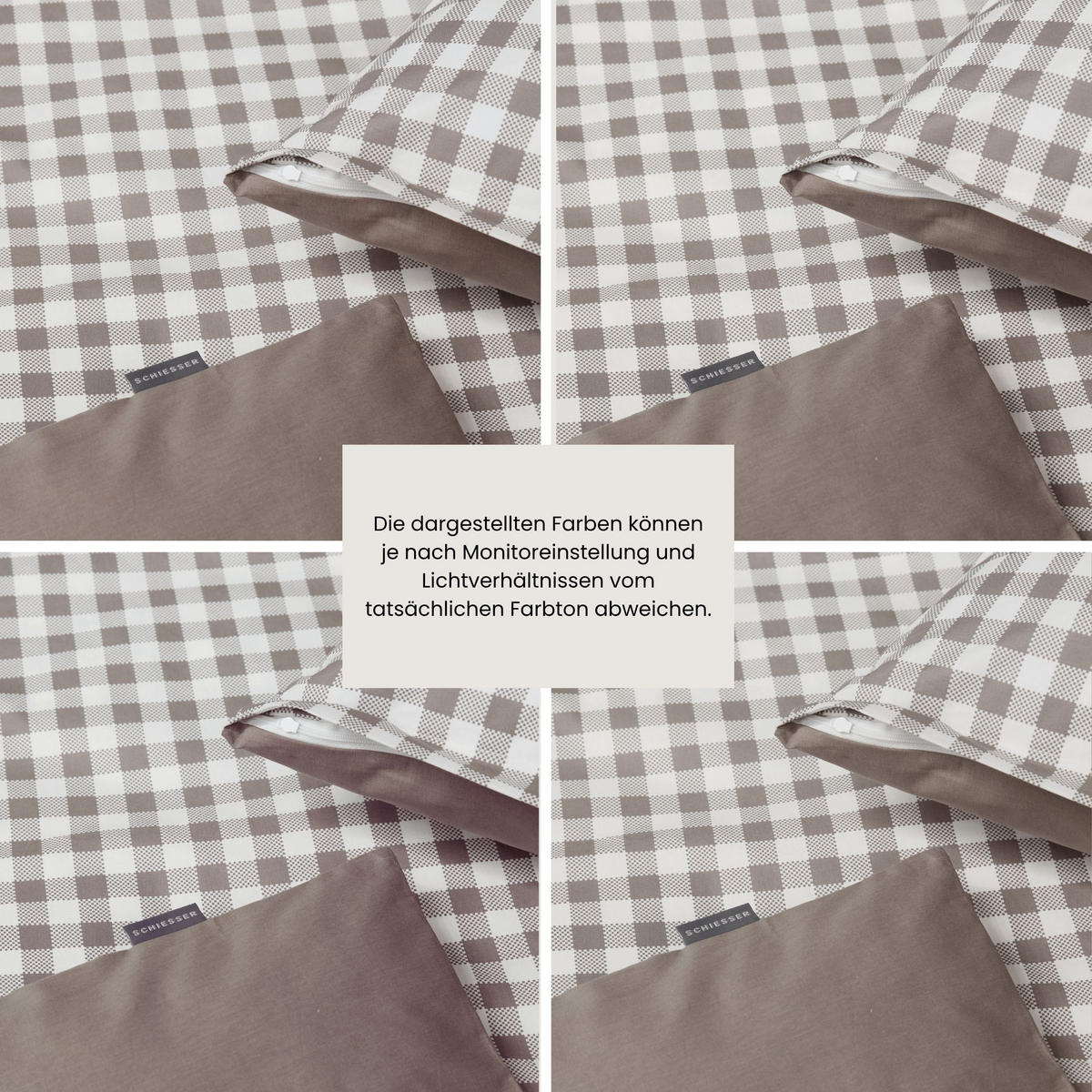 BETTWÄSCHESET Vichy - Renforcé - 2-teilig - 135 x 200 cm - Grau - Grau, Textil (135/200cm) - SCHIESSER