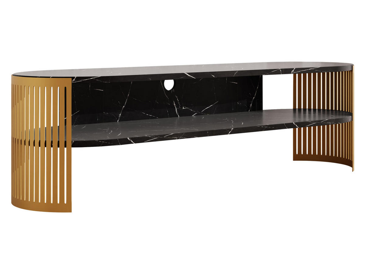 TV-LOWBOARD Fikoli Oval Gold - Goldfarben/Schwarz, Holzwerkstoff/Metall (140/40/40cm) - MIRJAN24