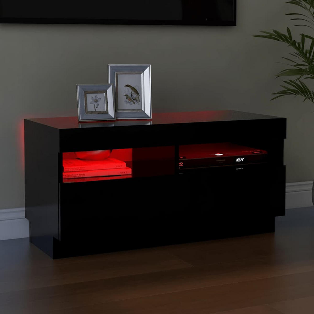TV-SCHRANK Mit Led-Leuchten Schwarz 80/35/40 Cm - Schwarz, Holzwerkstoff (35/48/120cm) - vidaXL