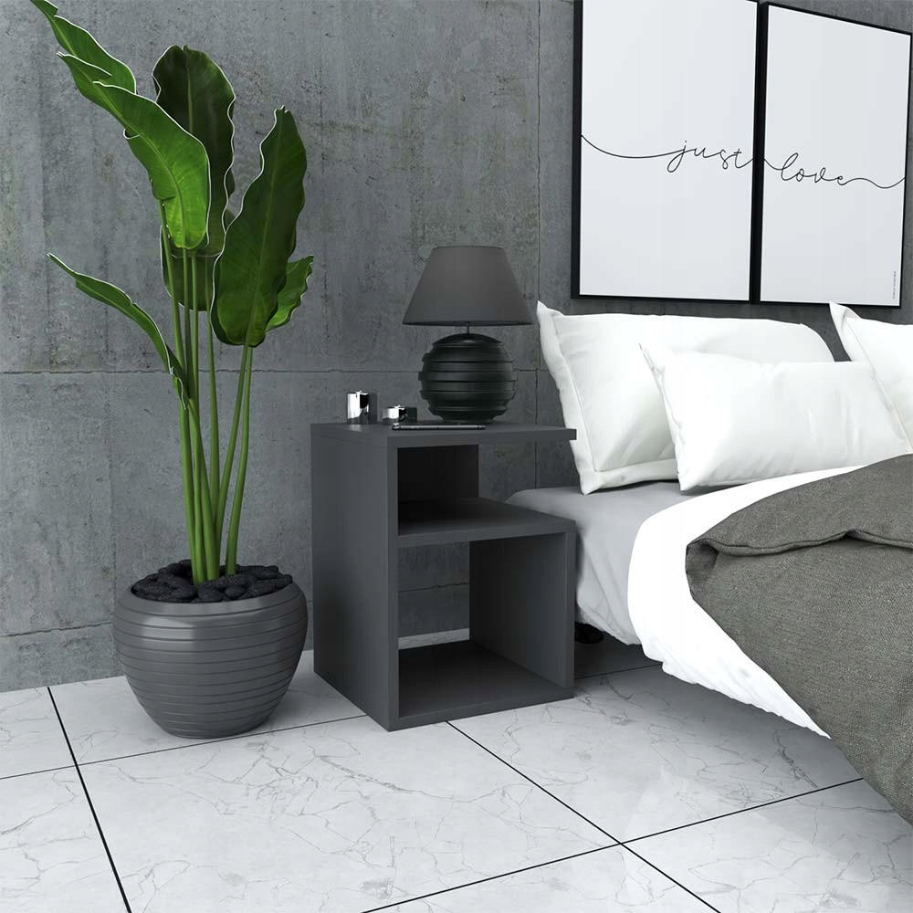 Thumbnail - Stiv Meble Nachttisch, Grau, Dunkelgrau, Holz, 32x41x30 cm, Schlafzimmer, Nachttische