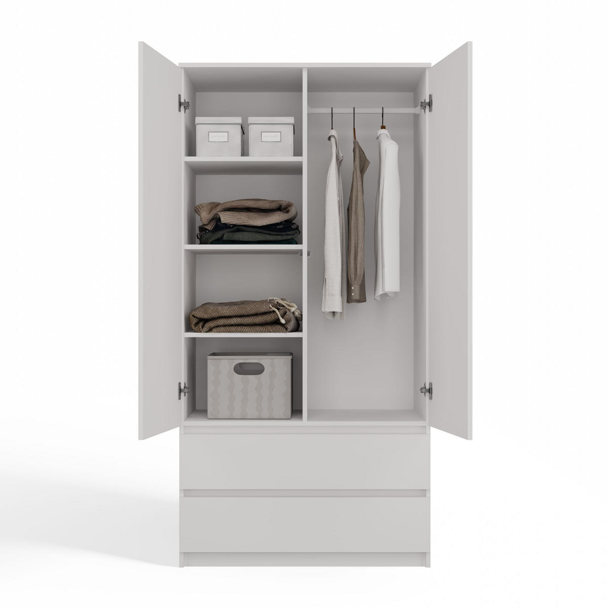 KLEIDERSCHRANK SS-90 WEISS - Weiß, Holzwerkstoff (90/180/50cm) - CDF