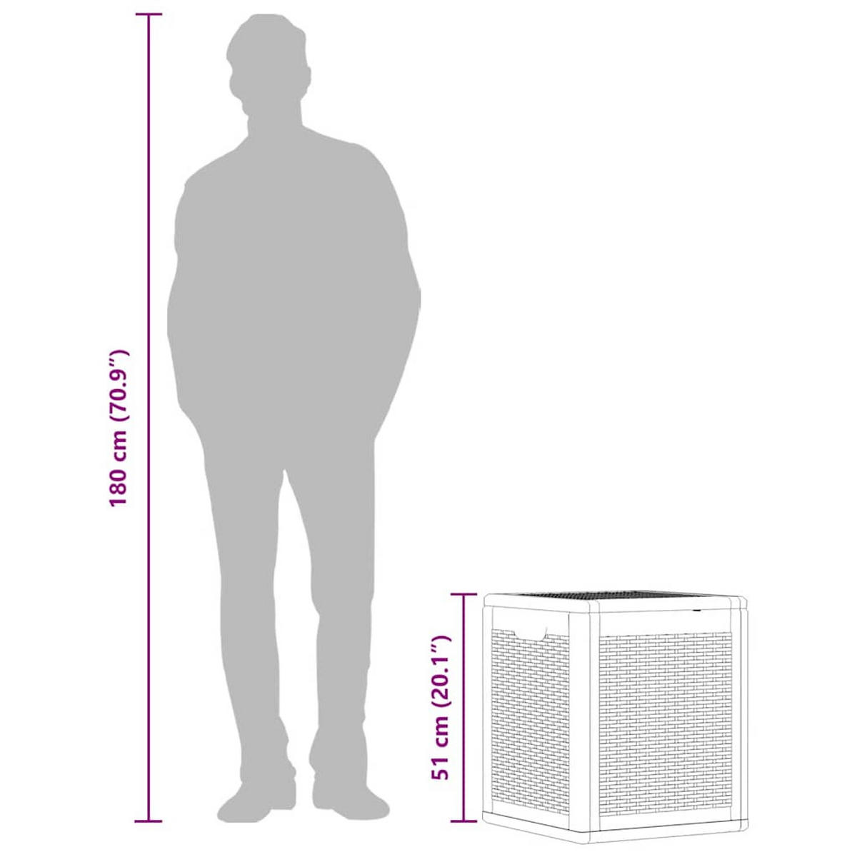 GARTENBOX Grau PP Rattan 90 L - Grau, Kunststoff (43/51/44cm) - vidaXL