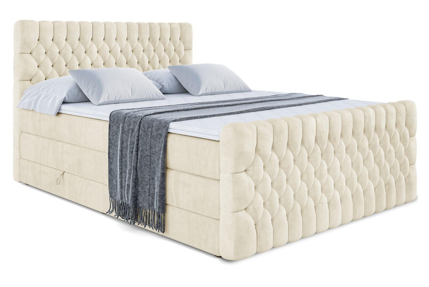BOXSPRINGBETT SERENE-Z KING - 160 x 200 - H3/H4 - Beige - Beige, Holzwerkstoff (160/200cm) - ALTDECOR