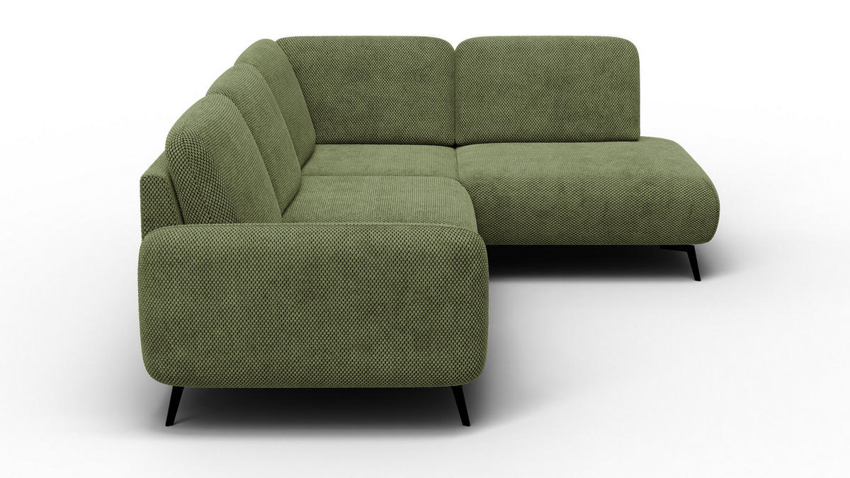 ECKSOFA FEBE 5-Sitzer rechts, olivgrün - Schwarz/Olivgrün, Holz/Textil (271/190cm) - Courtois Laville
