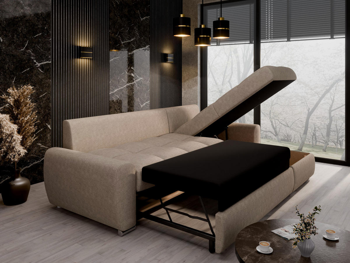 ECKSCHLAFSOFA Lunar Schlafsofa mit Bettkasten, Braun - Braun, Holz (237/166cm) - Panda Möbel