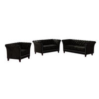SITZGARNITUR 3+2+1 Chesterfield Fusion Schwarz Samt - Schwarz/Braun, Holz/Textil (237/75/82cm) - S-Style Möbel