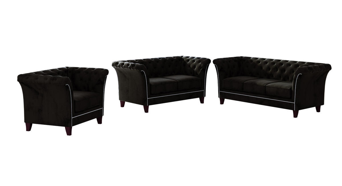 CHESTERFIELD-SESSEL Fusion Blau Samt - Blau/Braun, Holz/Textil (116/75/82cm) - S-Style Möbel