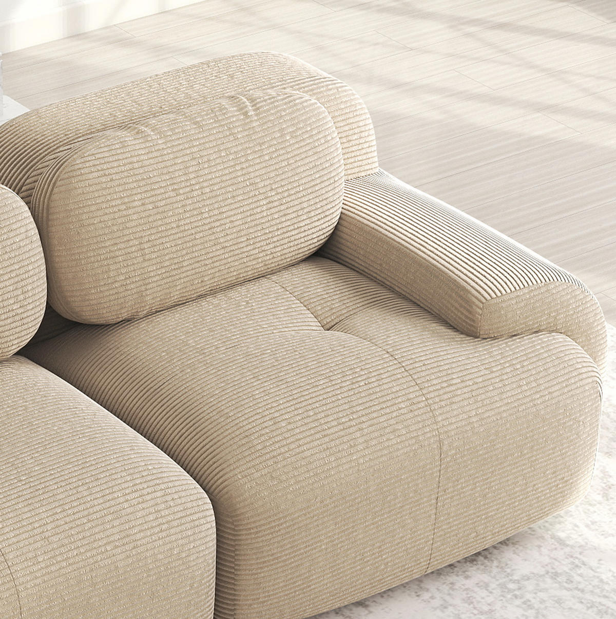 ECKSOFA modular rahmenlos Cord Beige - Beige, Kunststoff (178/388cm) - Meubliv