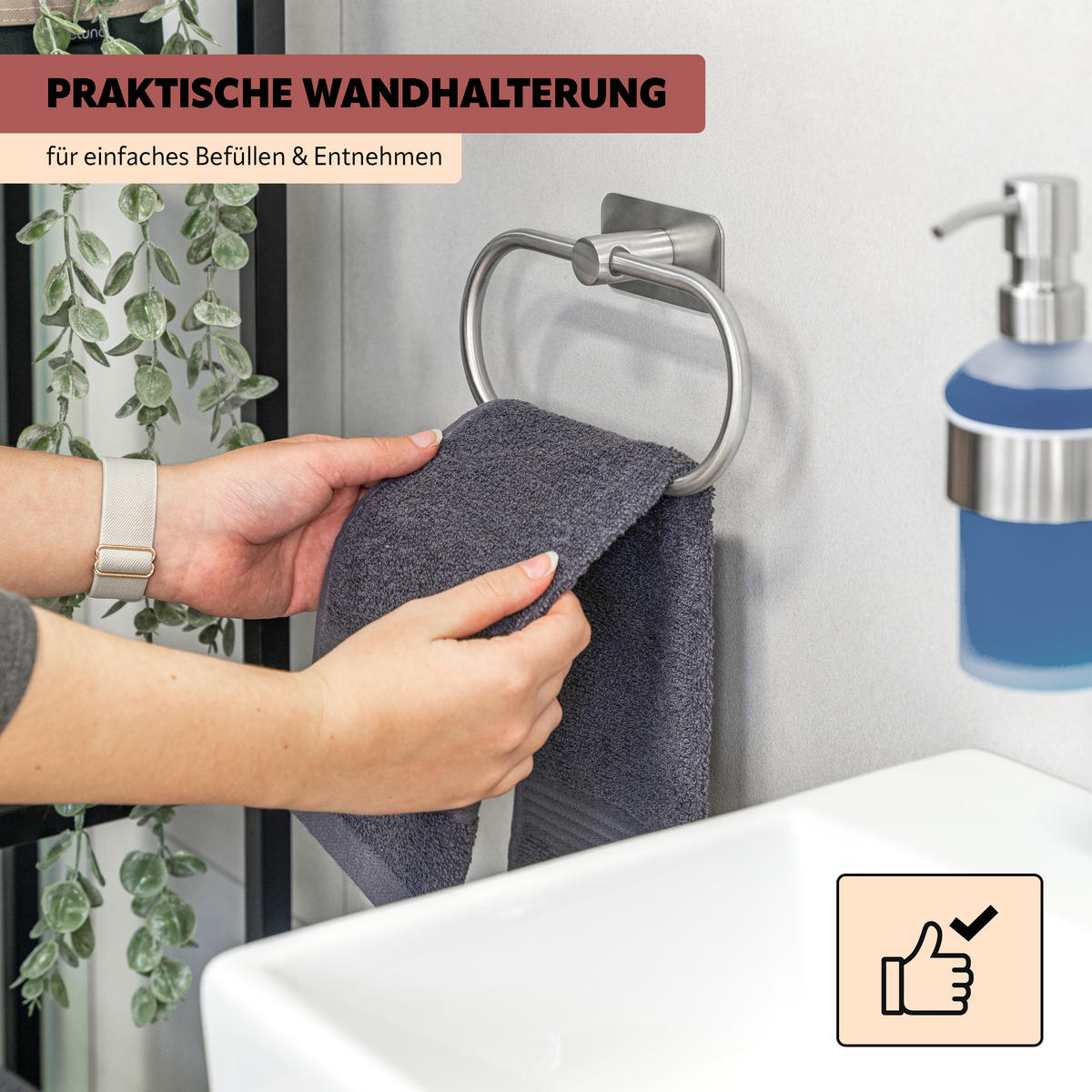 HANDTUCHRING PIAZZA TAPE, Edelstahl - Edelstahlfarben, Metall (21.5/11.5/4.5cm) - bremermann