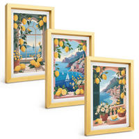 BILDER SET 3er Set - 20x30 cm Goldrahmen - Meerblick, italienische Zitronen - Goldfarben, Kunststoff (20/30cm) - TULUP