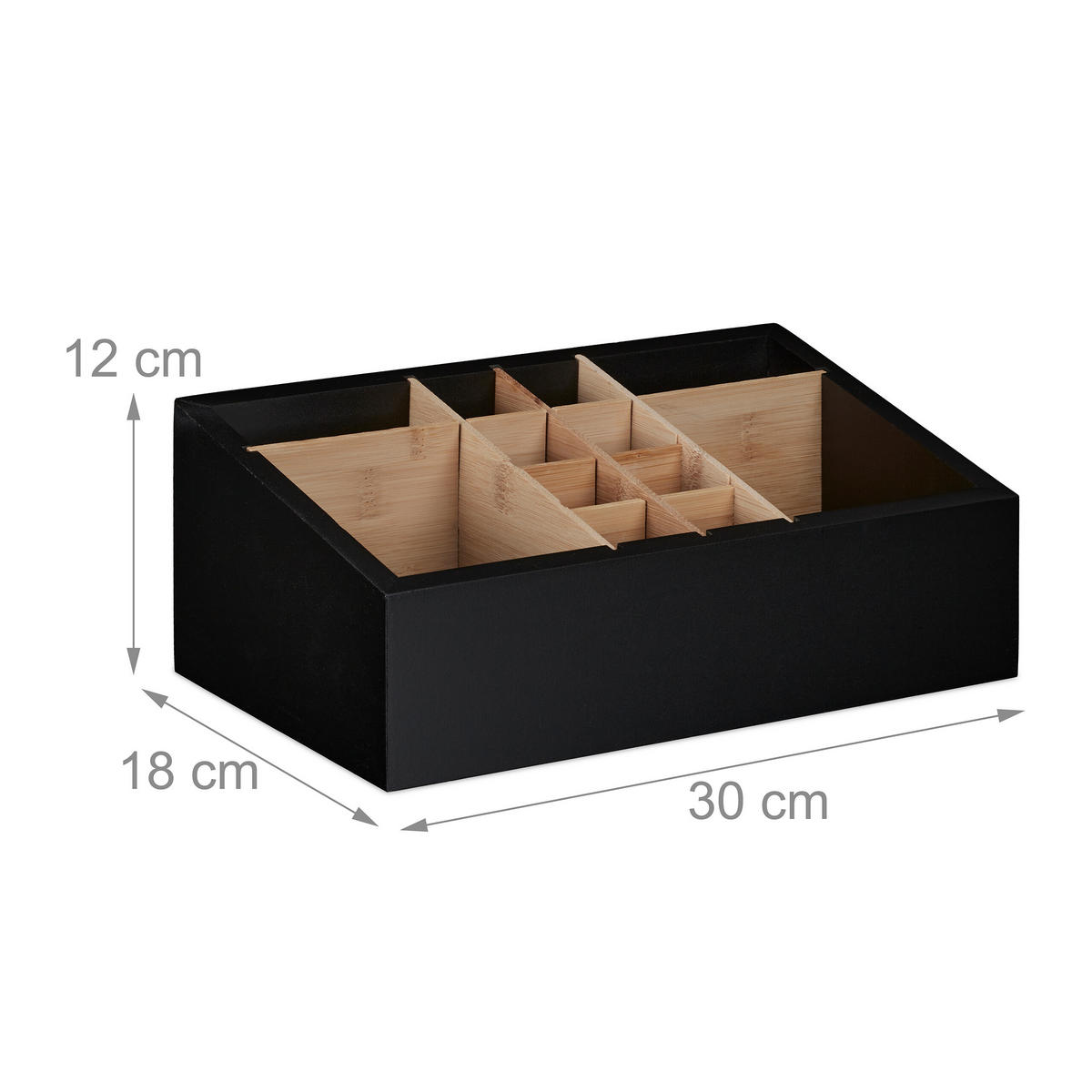 SCHREIBTISCH-ORGANIZER - Schwarz, Holz/Holzwerkstoff (18/30/12cm) - Relaxdays