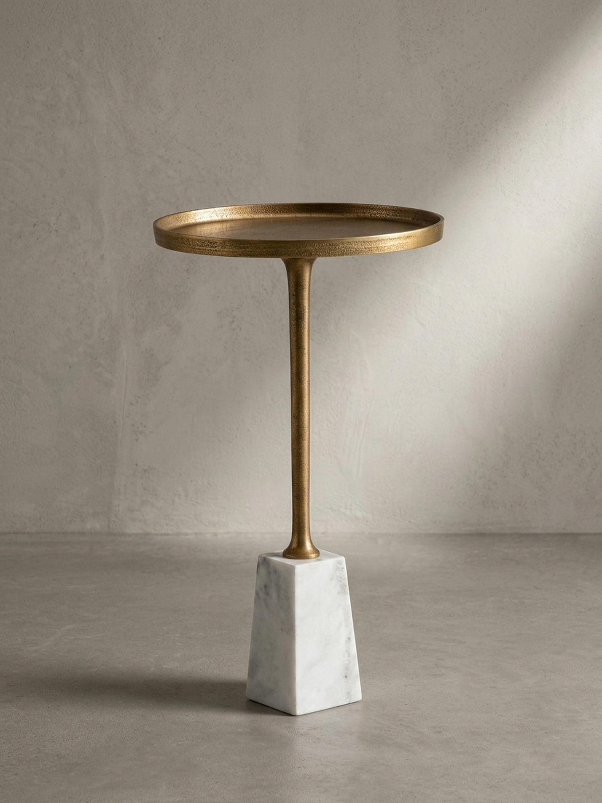 BEISTELLTISCH – Rund Marmor Weiß Gold Metall 34x34x58 cm - Goldfarben/Weiß, Metall (34/34/58cm) - KADIMA DESIGN