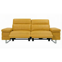 3-SITZER Sofa Virage Echtleder mit 2 x Relaxfunktion Senfgelb - Gelb, Leder/Metall (212/75/109cm)
