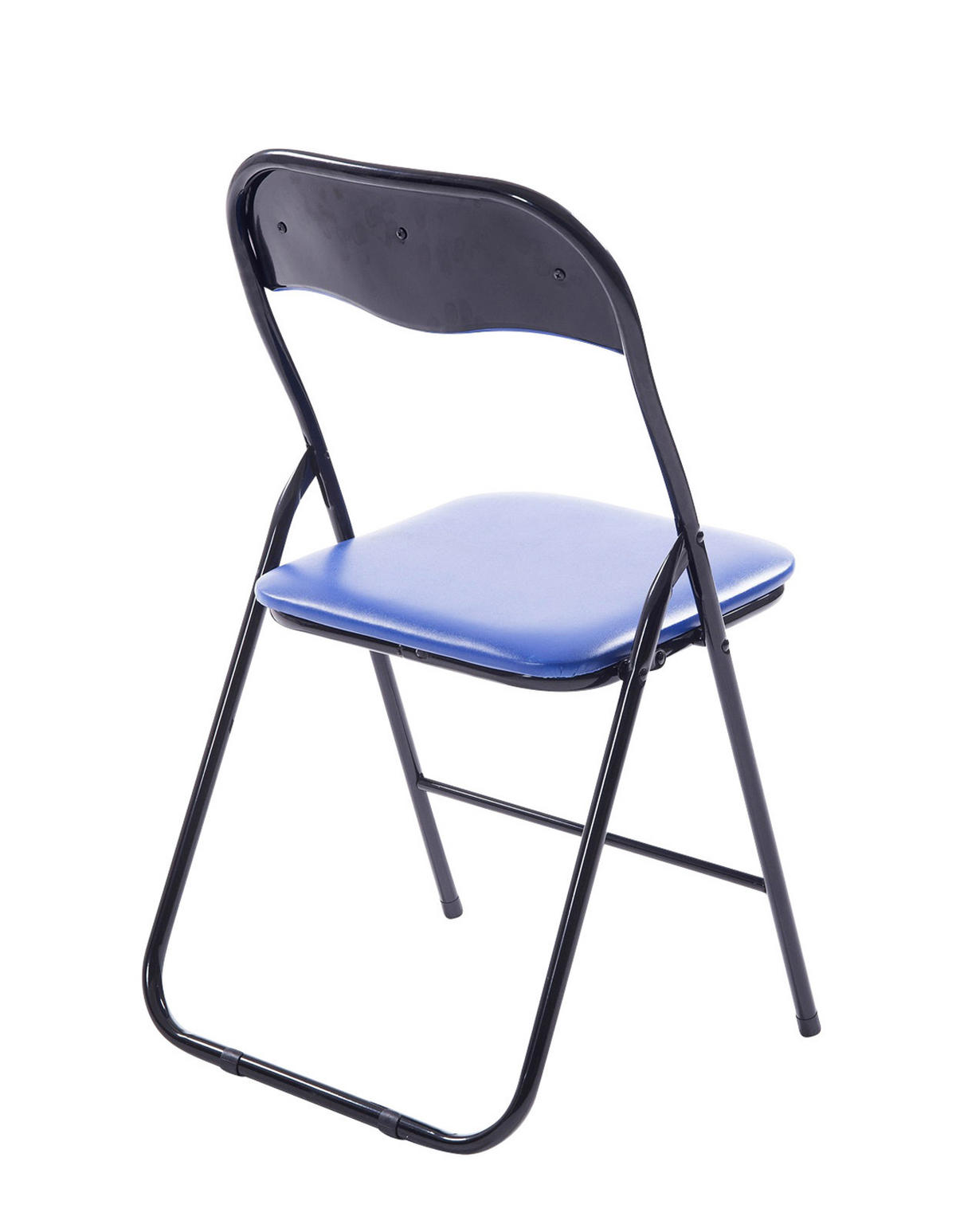 BESUCHERSTUHL Lederlook blau/schwarz - Blau/Schwarz, Textil/Metall (45/78/45cm) - CLP