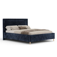 POLSTERBETT Ordina Marineblau 180/200 cm im Chenille-Stoff - Naturfarben/Dunkelblau, Holz/Holzwerkstoff (180/200cm) - Maison de Reve
