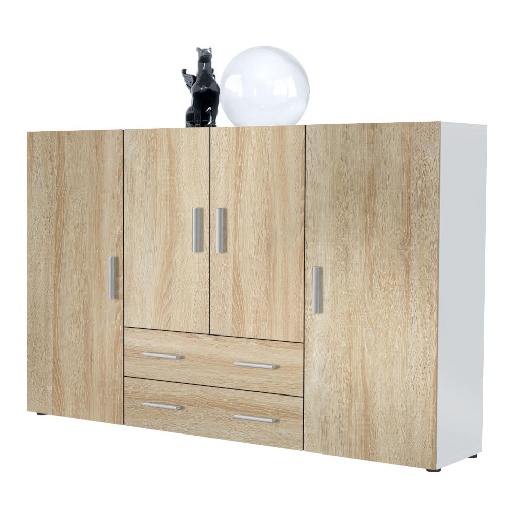 HIGHBOARD Nora Front in Eiche Sägerau - Eiche San Remo, Holzwerkstoff (166/106/35cm) - Vladon