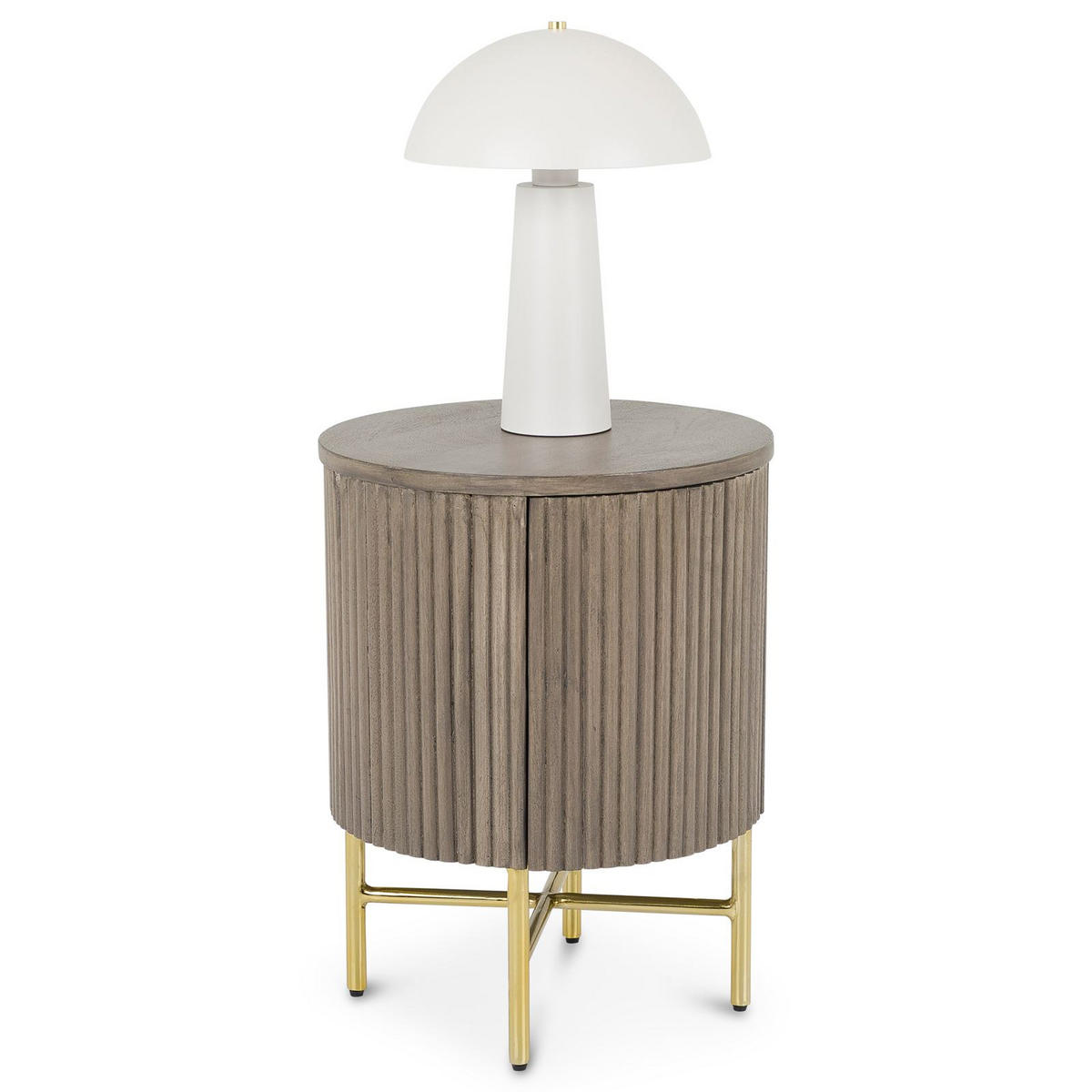 NACHTTISCH FLUTED grau - Grau, Metall (40/52/40cm) - IDIMEX