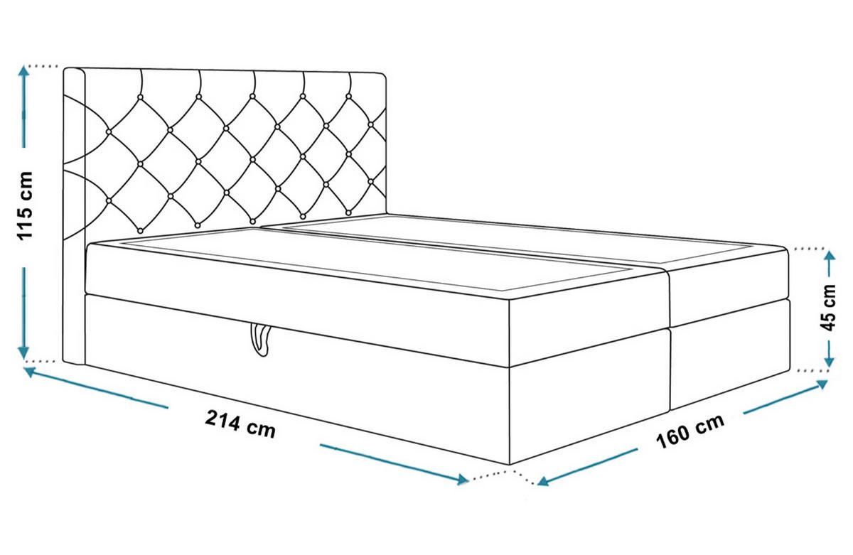 BOXBETT BOSTON mit 2 Bettkästen, 160x200, Farbe: Grau, Velourstoff, Doppelbett mit Bonell-Matratze - Grau, Holz/Kunststoff (160/200cm) - Alpi-Möbel