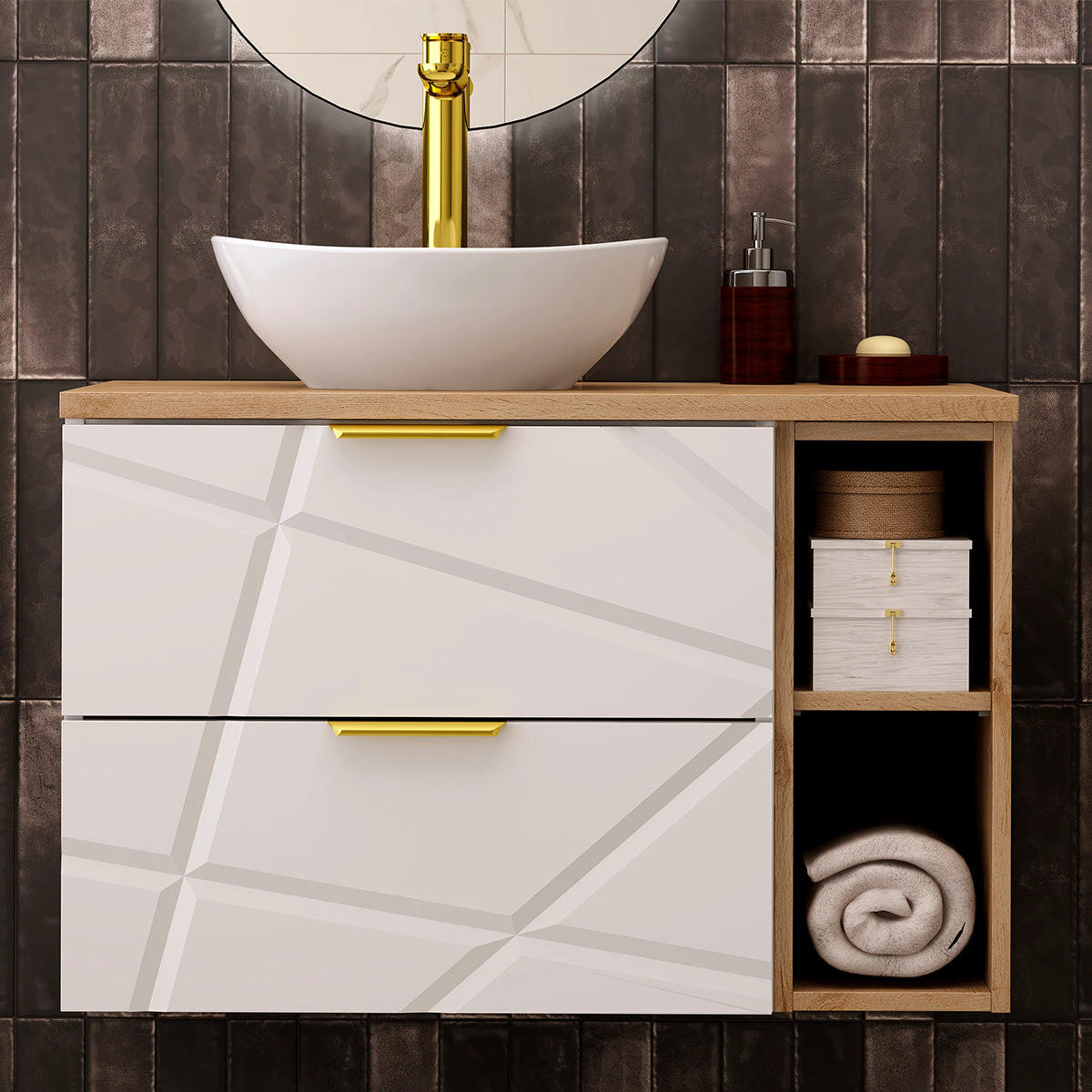 DONJI ELEMENT ZA UMIVAONIK 80.6cm Aurora Bijeli - bijela, drvni materijal (80.6/52.2/46.5cm) - Petits-meubles