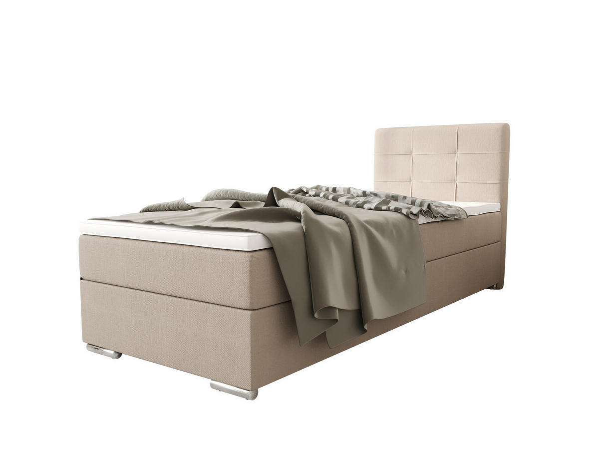 BOXBETT ZILANO 1 mit Matratze H3 und Topper 80x200 Cosmic 10 - Beige, Holz/Textil (80/200cm) - Bedante