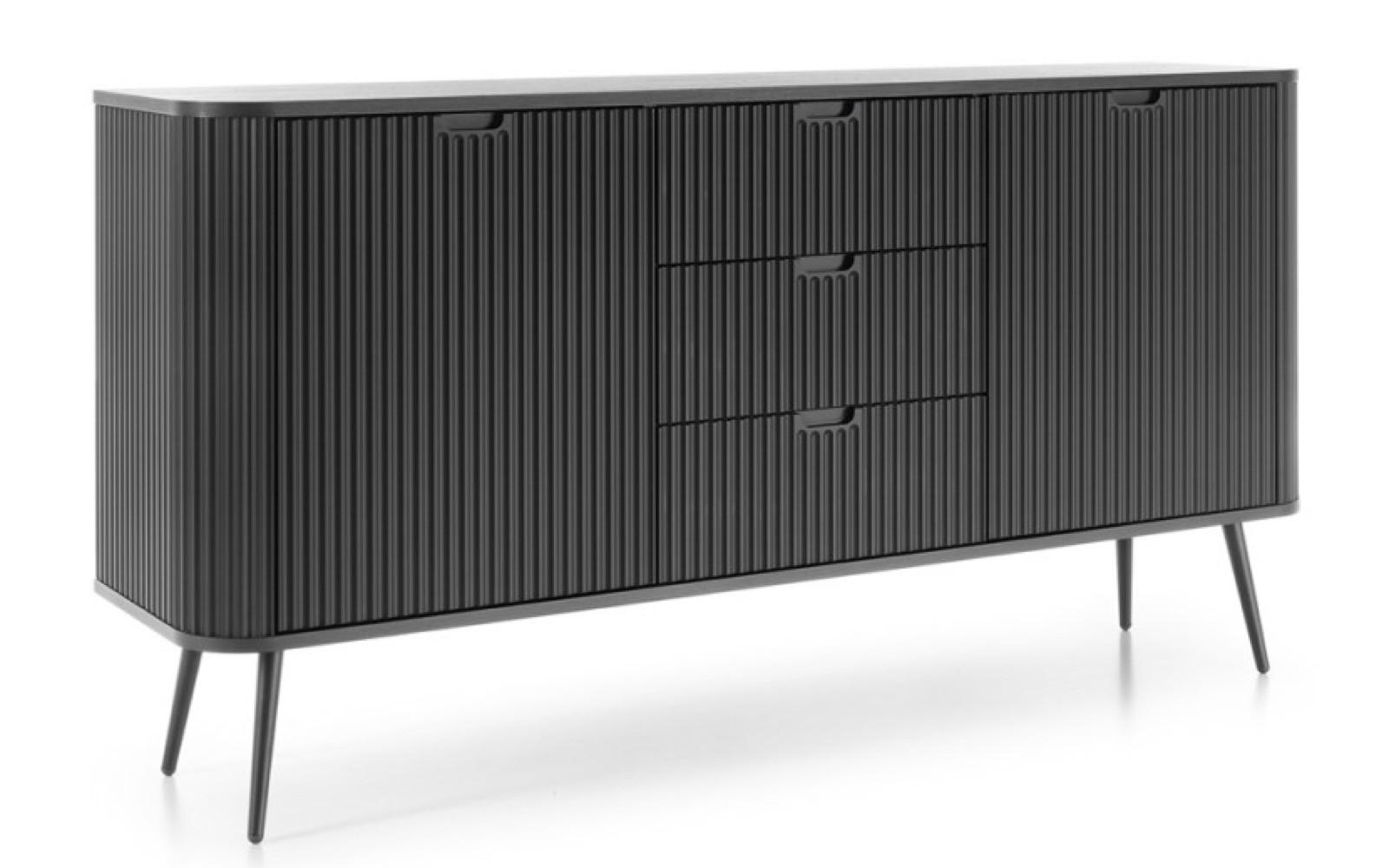 SIDEBOARD Schwarz Zoja Frezierte Oberfläche KSZ168 - Schwarz, Holzwerkstoff (168/87/39cm) - Sepro Meble