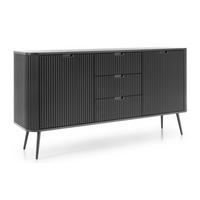 SIDEBOARD Schwarz Zoja Frezierte Oberfläche KSZ168 - Schwarz, Holzwerkstoff (168/87/39cm) - Sepro Meble