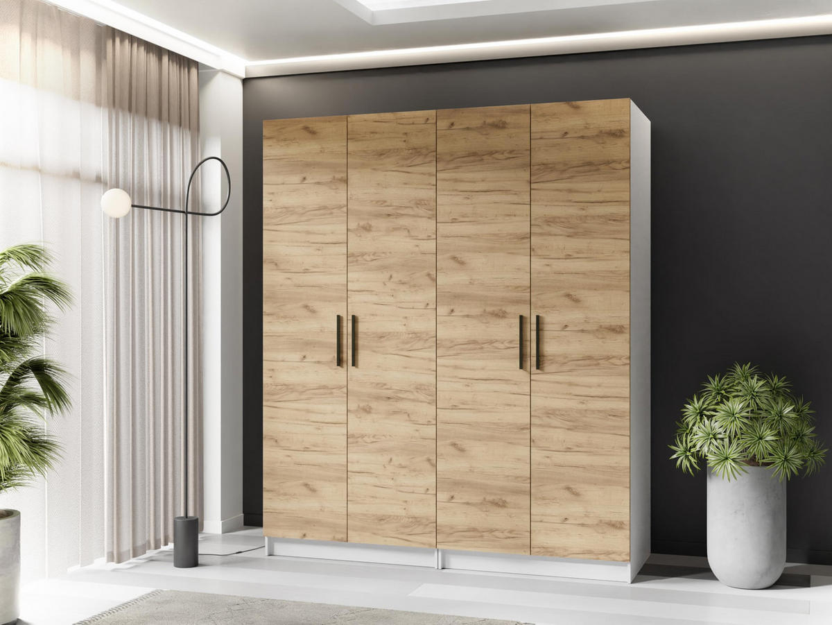 ŠATNÍ SKŘÍŇ GOLD Bílá & Dub Craft - bílá/medově dubová, kompozitní dřevo (78/205/52.5cm) - Kier Furniture