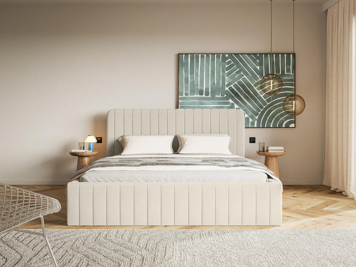 POLSTERBETT Orasi 160x200 cm, Ecru - Beige, Textil (200/160cm) - Fedve