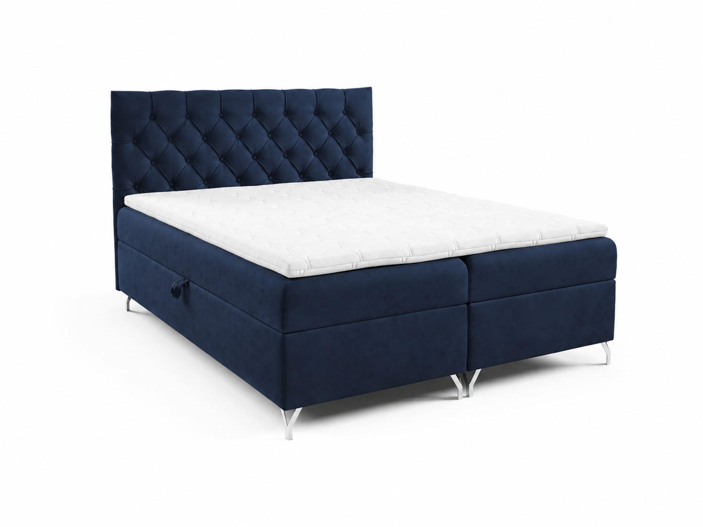 BOXBETT mit Stauraum und Topper Marineblau 120x200 cm - Dunkelblau, Textil (120/200cm) - Home Collective
