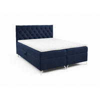 BOXBETT mit Stauraum und Topper Marineblau 120x200 cm - Dunkelblau, Textil (120/200cm) - Home Collective