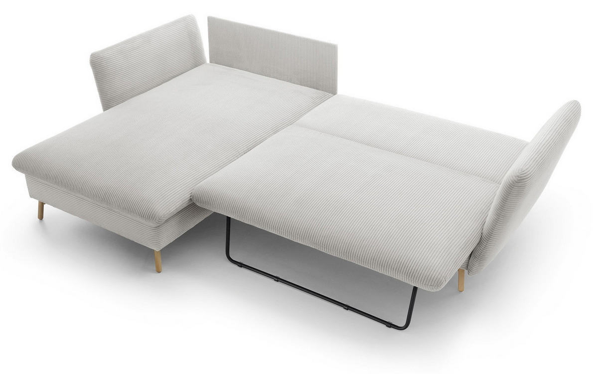 ECKSOFA Savona L-Form 260 cm, Cordstoff, Links, Vanille - Ecru, Holz (258/167cm) - Emporius