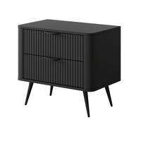 NACHTSCHRANK 63 cm mit Schubladen, 63 cm, Beinen, Schwarz - Schwarz, Holz/Metall (63/55/38cm) - Emporius
