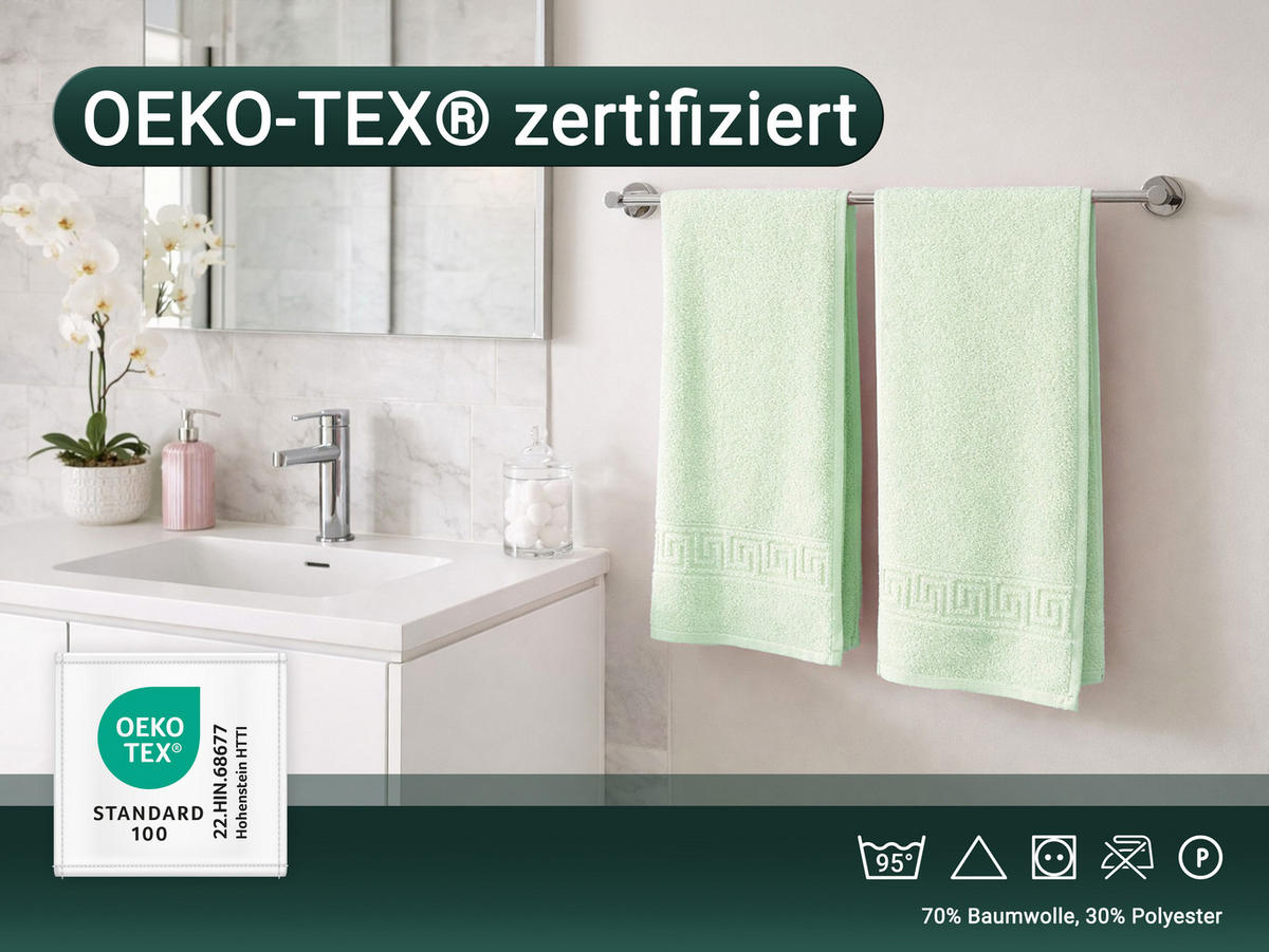 HANDTÜCHER, 10er-Set, 50x100 cm, 70% Baumwolle, 30% Polyester, Grün - Grün, Textil (50/100cm) - Zollner