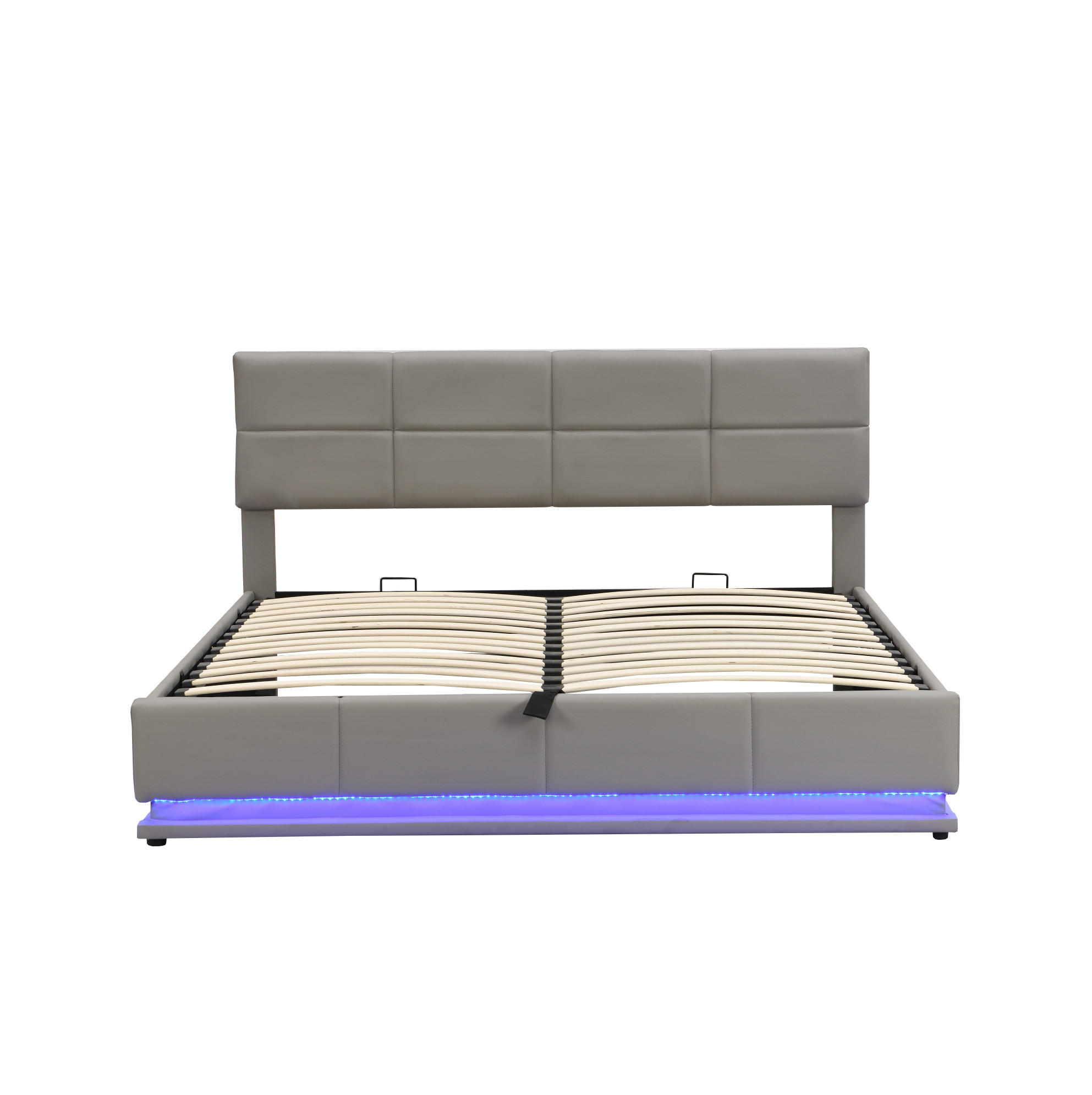 POLSTERBETT mit LED-Beleuchtung 180/200 cm mit Bettkasten in Hellgrau - Grau, Kunststoff (180/200cm) - BEAOK