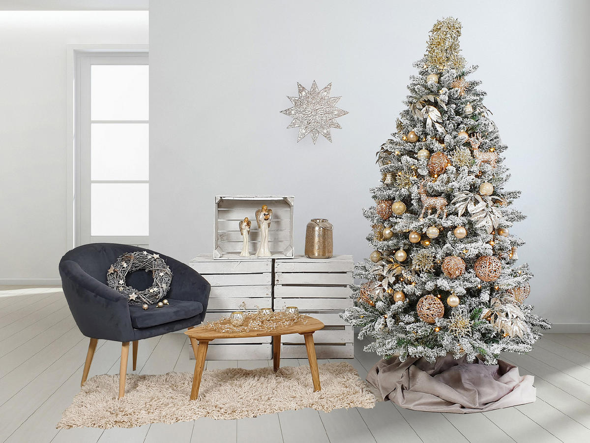 LAALU WEIHNACHTSBAUM künstlich mit Schnee DELUXE Viola 240 cm, Tannenbaum Christbaum Kunstbaum Dekobaum mit Metallständer - Weiß, Kunststoff (240cm) - LAALU