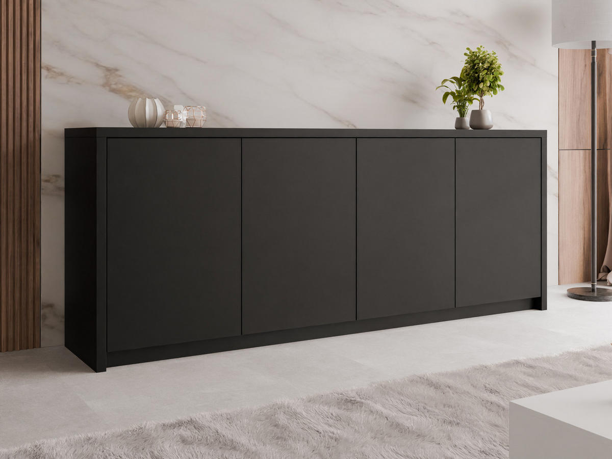 COMODĂ Solid 4D - negru, material plastic/compozit lemnos (198/79/40cm) - MIRJAN24