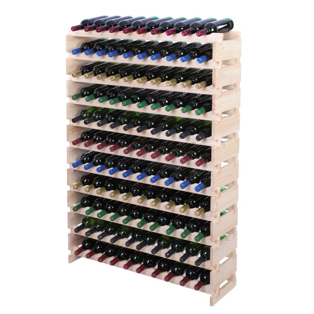 WEINREGAL VINOTECA FLEX PRO HxBxT 149x103x28 110 Flaschen auf 11 Ebene Natur unbehandelt - Naturfarben, Holz (103/149/28cm) - PROREGAL