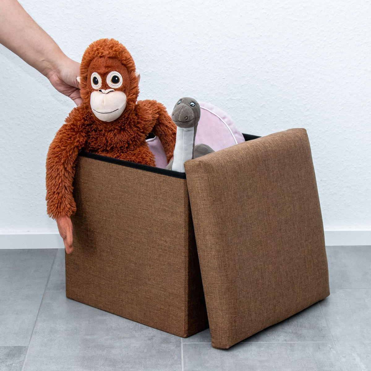 SITZBOX mit Stauraum 30/30/30 cm (Braun) - Braun, Textil (38/38/38cm) - Intirilife