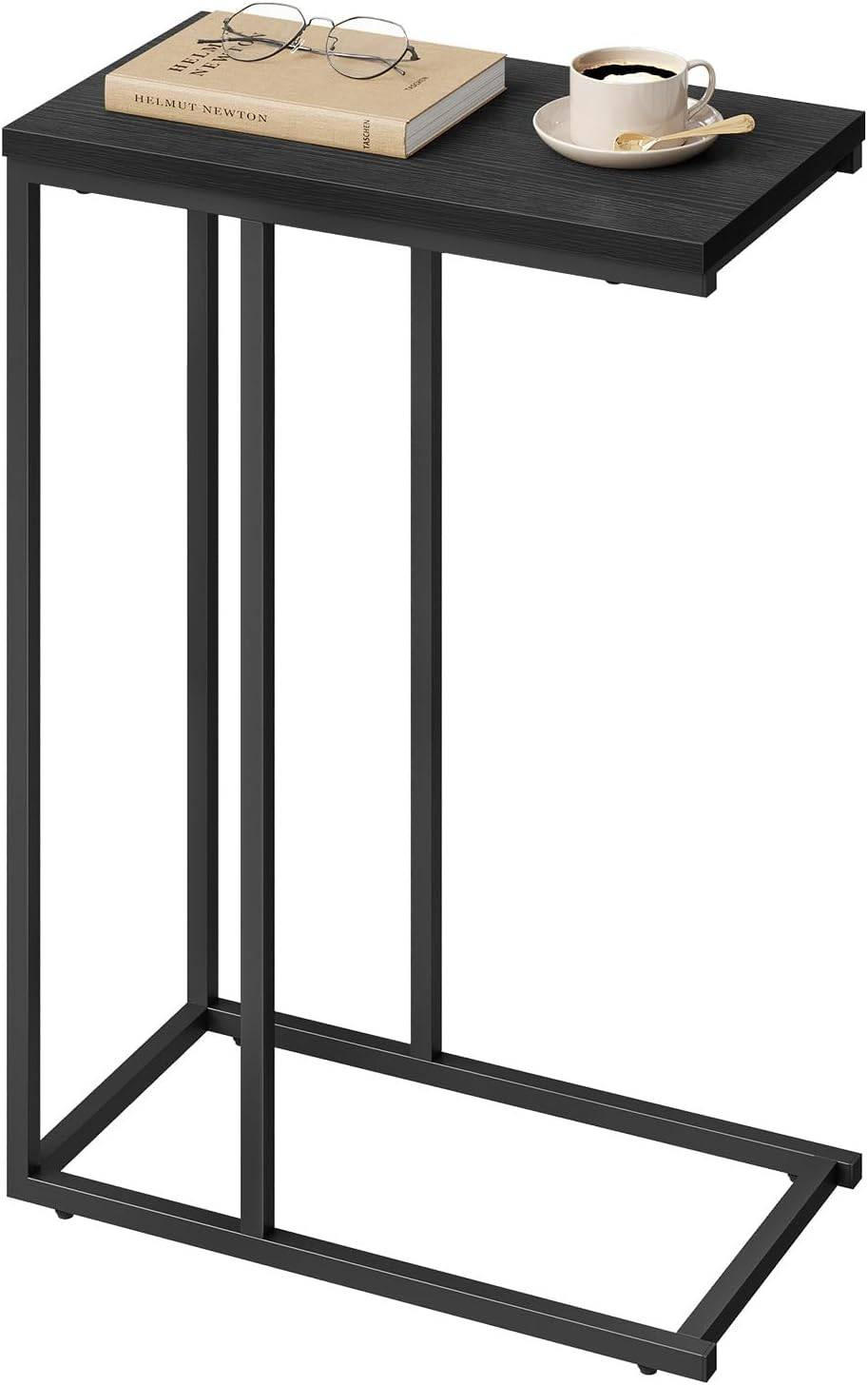 BEISTELLTISCH, Couchtisch C Form, 45 x 63,5 x 25 cm - Schwarz, Holzwerkstoff/Metall (25/45/63.5cm) - Woltu