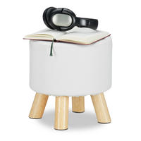 HOCKER - Weiß, Holz/Holzwerkstoff (30/30/30cm) - Relaxdays