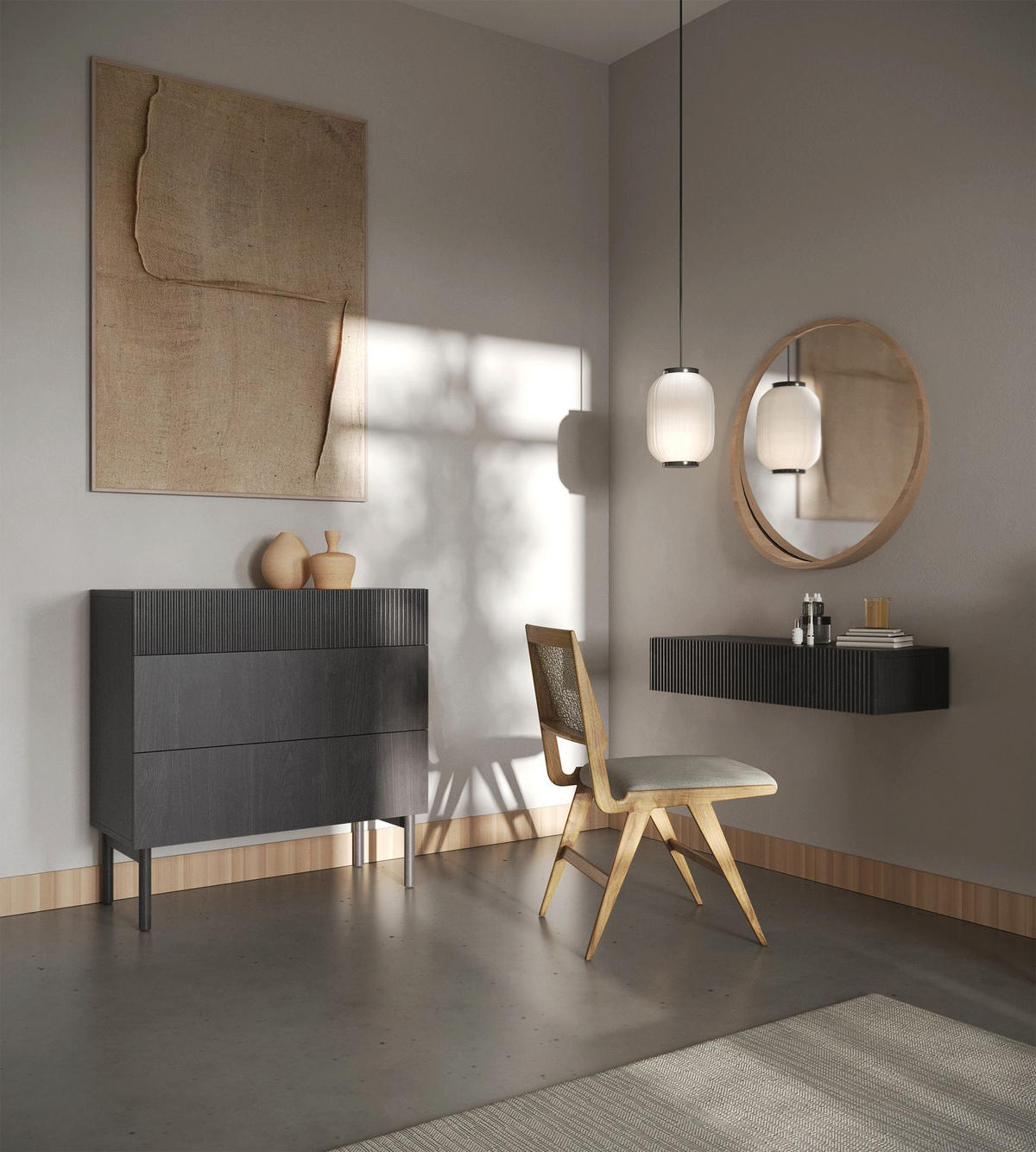 WANDKONSOLE Nolie Holzoptik Esche Schwarz 110 cm - Schwarz, Holzwerkstoff (110/17/40cm) - Selsey