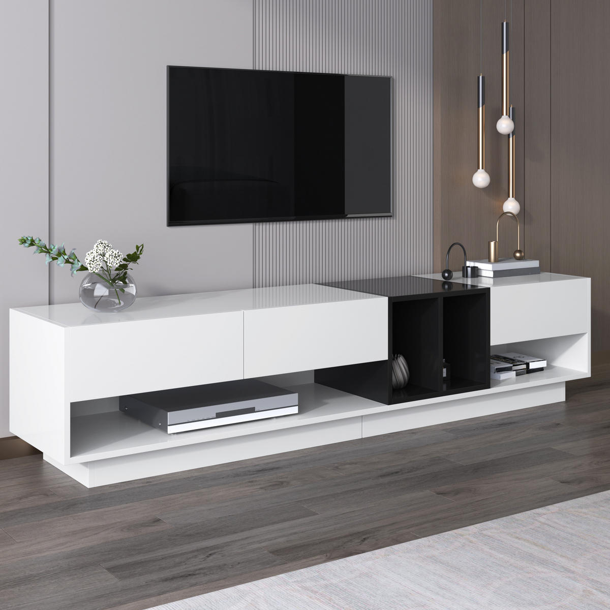 TV-SCHRANK Lowboard Colorblock Stauraum - Weiß, Holzwerkstoff (190/42/40cm) - Fortuna Lai