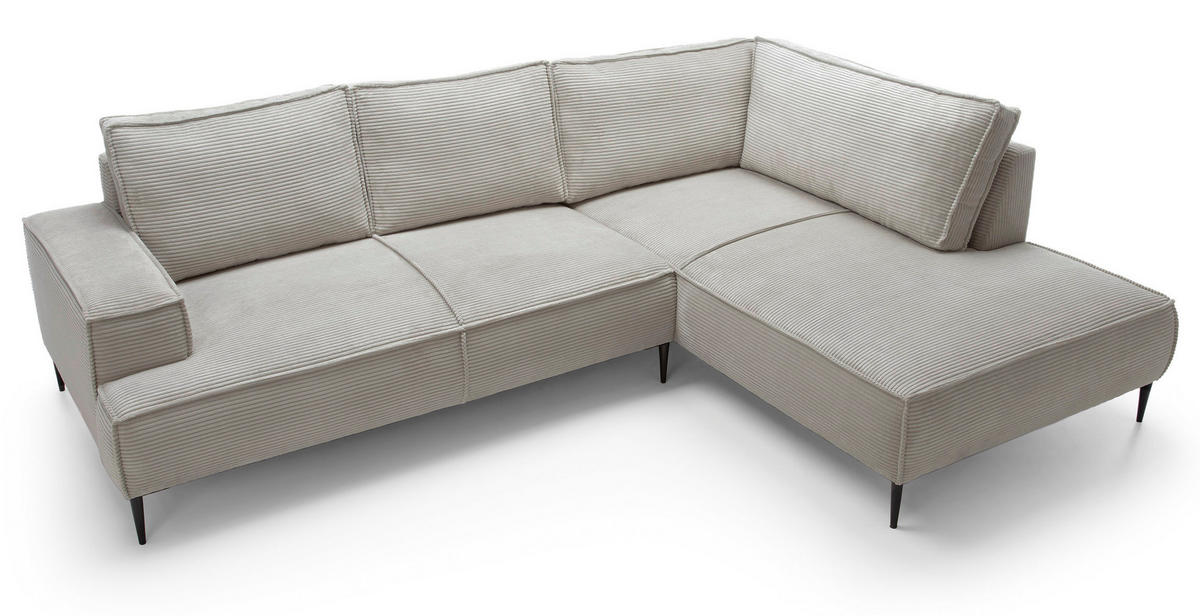 SCHLAFSOFA 275 cm L-Form Harmonia mit Beinen, Rechts, Hellgrau - Hellgrau, Holz (195/275cm) - Emporius