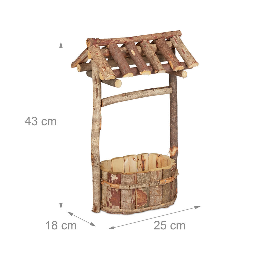 Thumbnail - Relaxdays Holzbrunnen, Hellbraun, Holz, 25x43x18 cm, Gartenzubehör, Gartendeko