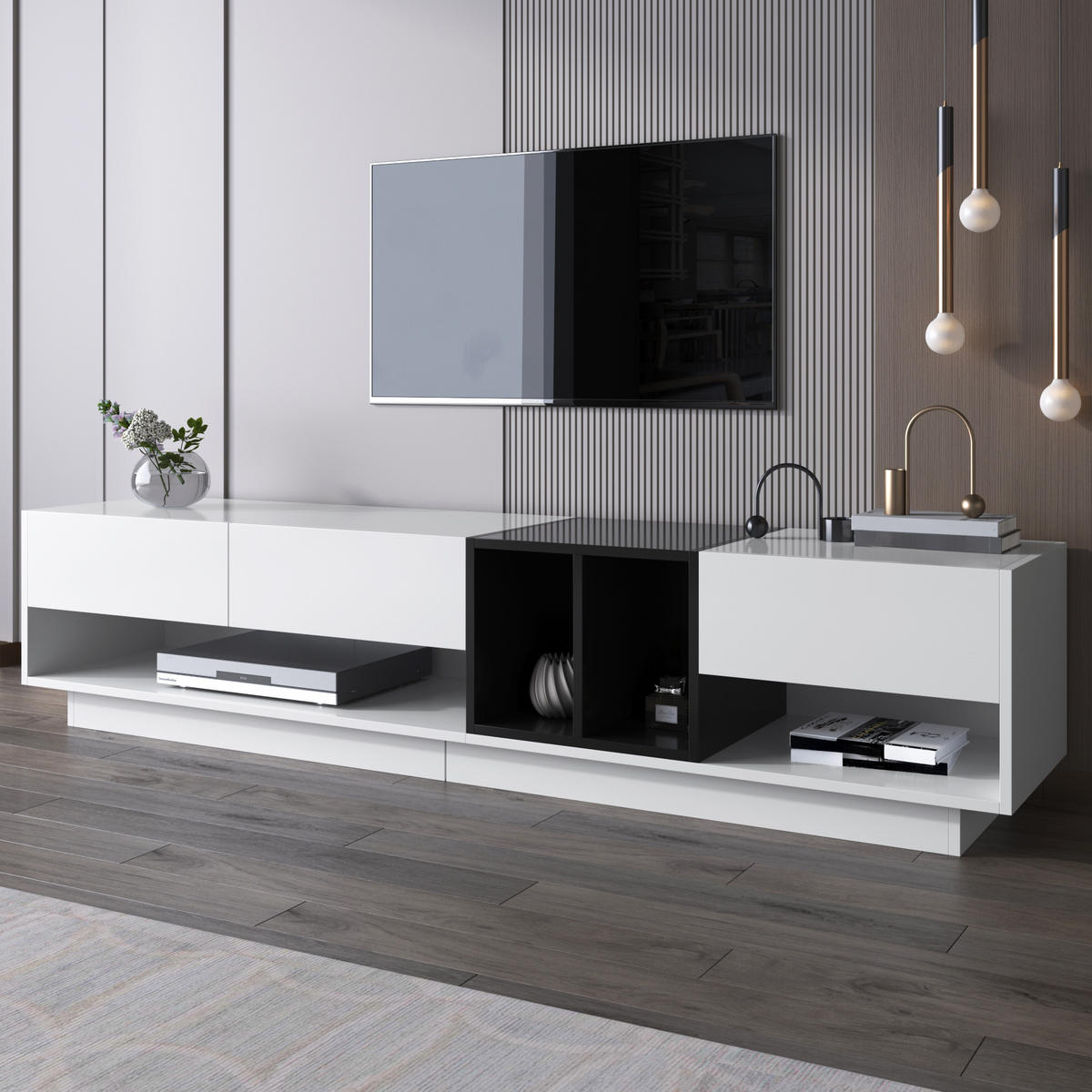 TV-SCHRANK Lowboard Colorblock Stauraum - Weiß, Holzwerkstoff (190/42/40cm) - Fortuna Lai