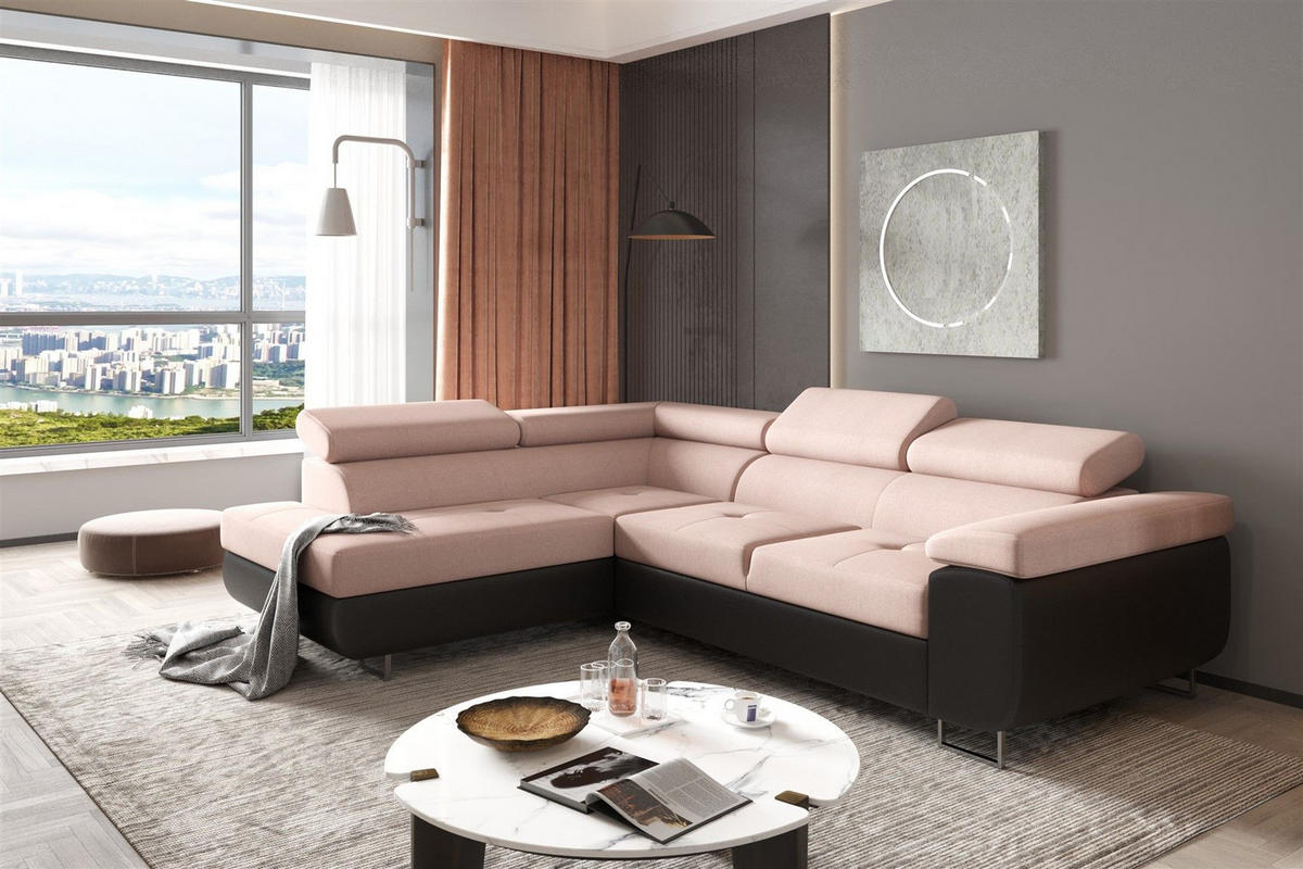 ECKSOFA Jade Mit Schlaffunktion - Beige, Holzwerkstoff/Textil (202/275cm) - Fun Möbel