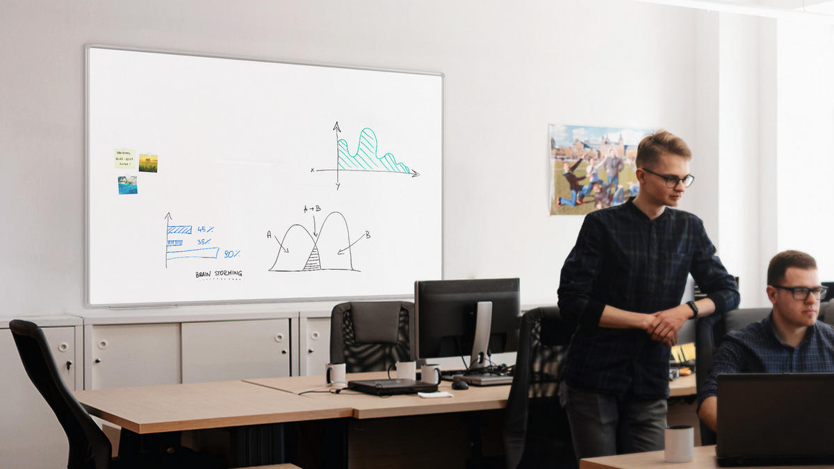 KERAMIKTAFEL, magnetisch, emaliert P3 180x120cm mit Premium EXPO Aluminiumrahmen - Weiß, Metall (180/120/1.6cm) - ALLboards