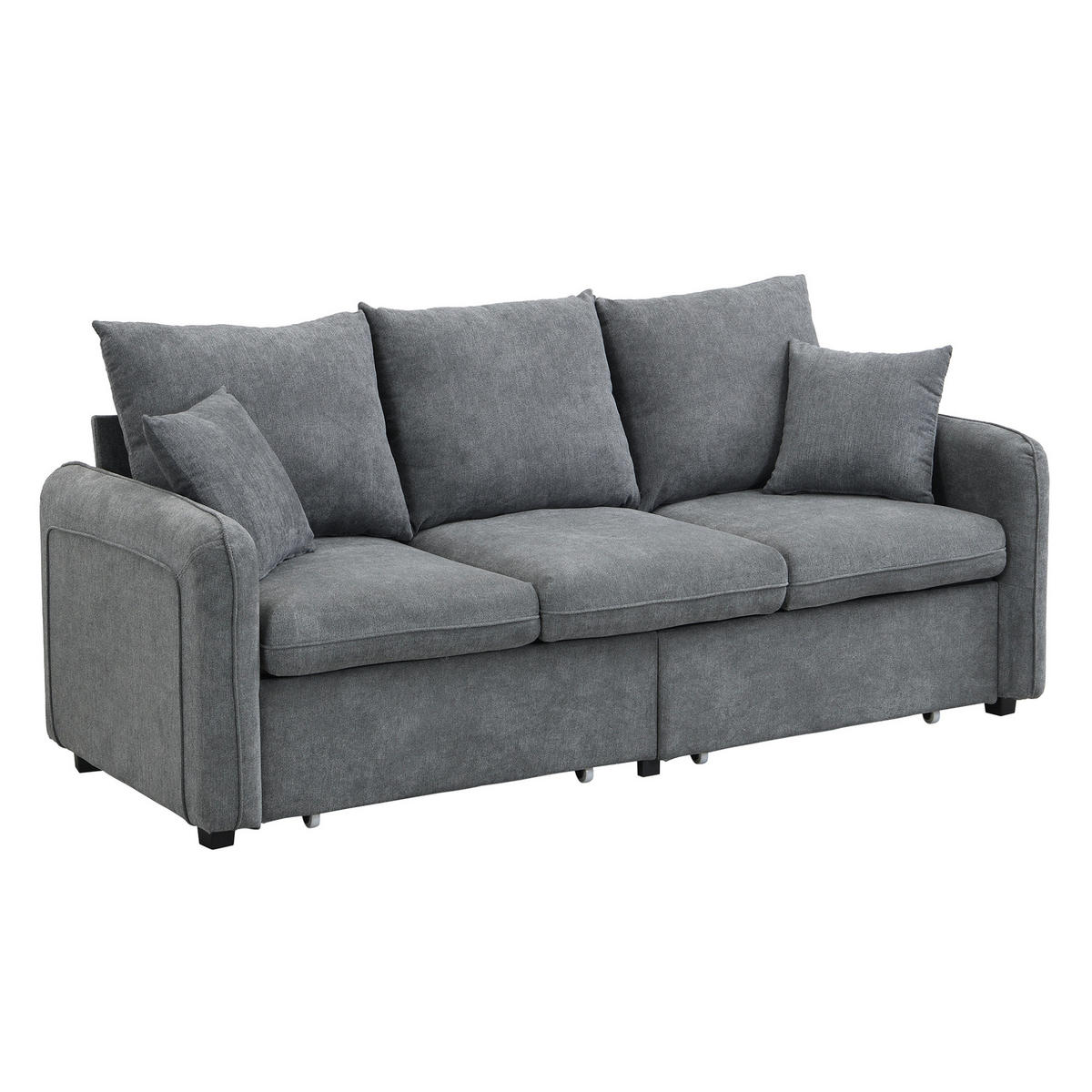ROHOVÁ Sedacia zostava zo ženilky, taburety 52/52 cm, tmavosivá, s úložným priestorom a lôžkom - tmavosivá, plast (188/86/186cm) - BEAOK