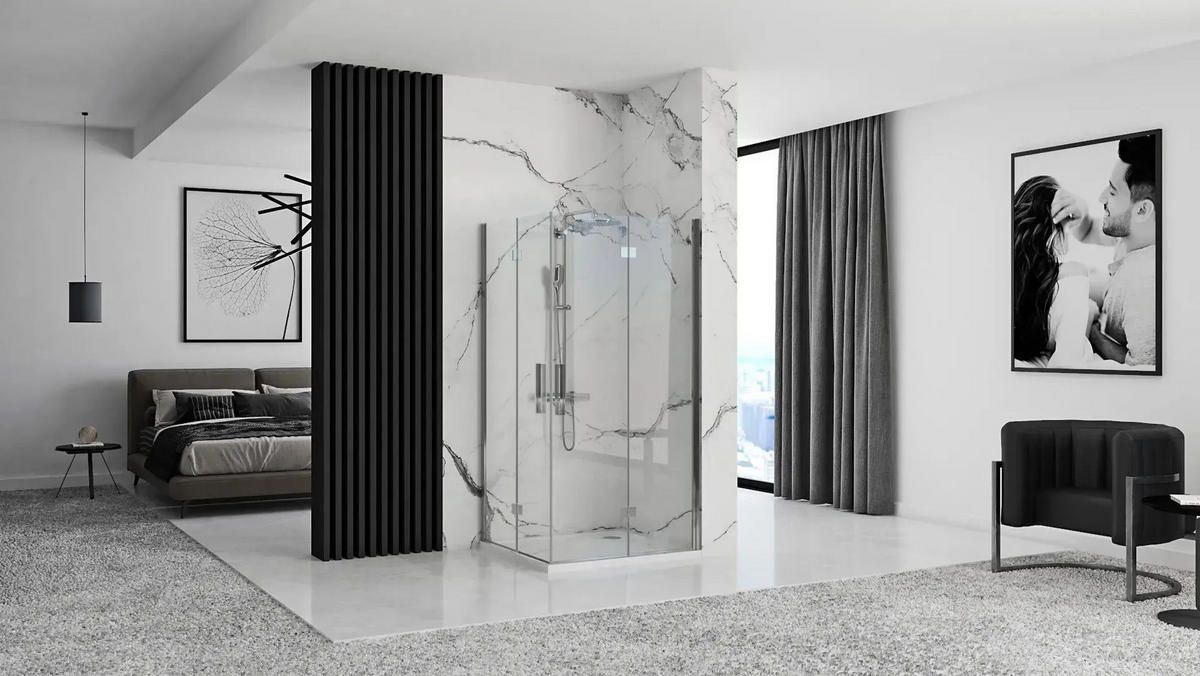 DUSCHKABINE Rea Molier Chrome Double 80x100 - Chromfarben, Glas (80/100/190cm) - REA