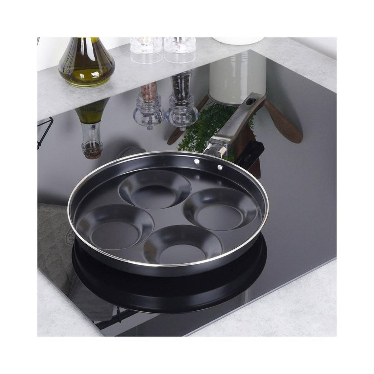 BRATPFANNE für Spiegeleier und Pfannkuchen 25cm 48743 - Schwarz, Metall (25cm) - Orion 
